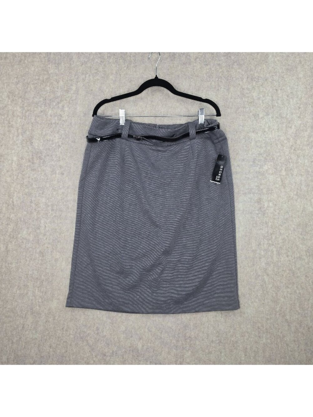 George Ladies Ponte Pencil Skirt Gray Polished Look Dressy Size 16 Knee Length